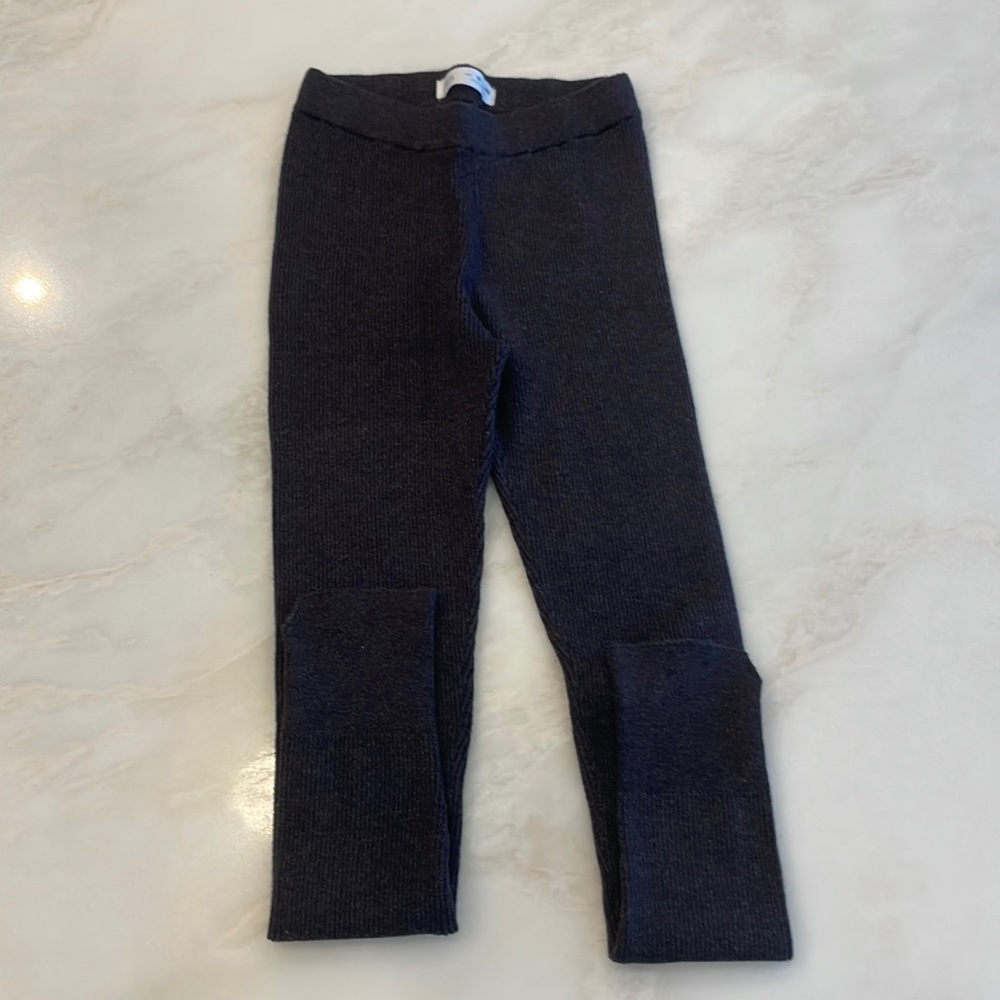 Brand New Without Tags Zara Girls’ Charcoal Grey Ribbed Knit Leggings Size 10